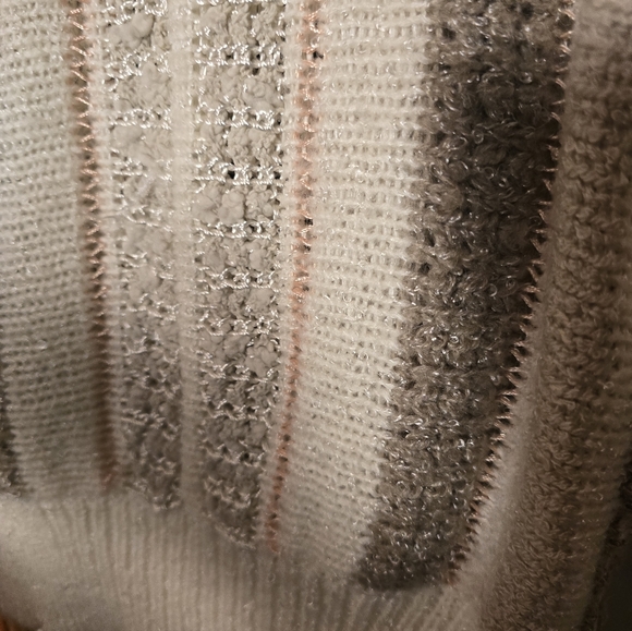 Women's Vintage Striped Knit Sweater - Cream and Gray - Picture 3 of 5